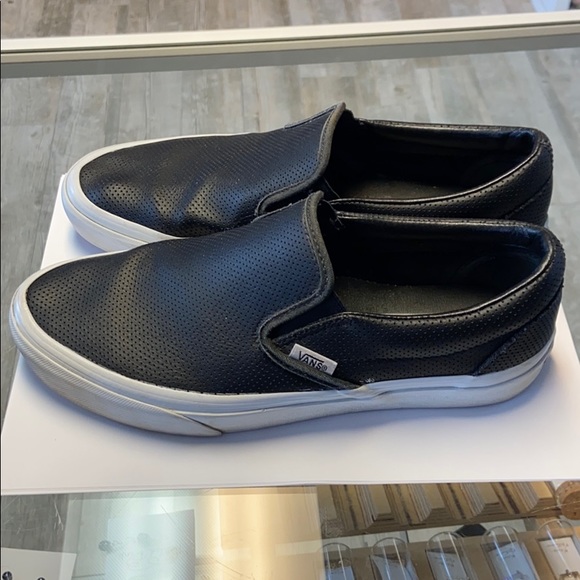 vans black leather shoes